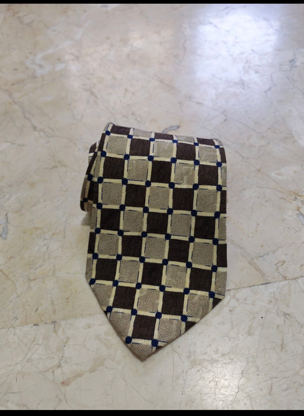 Vintage Hugo Boss classic 100% all silk Retro luxury brown windowpane neck tie