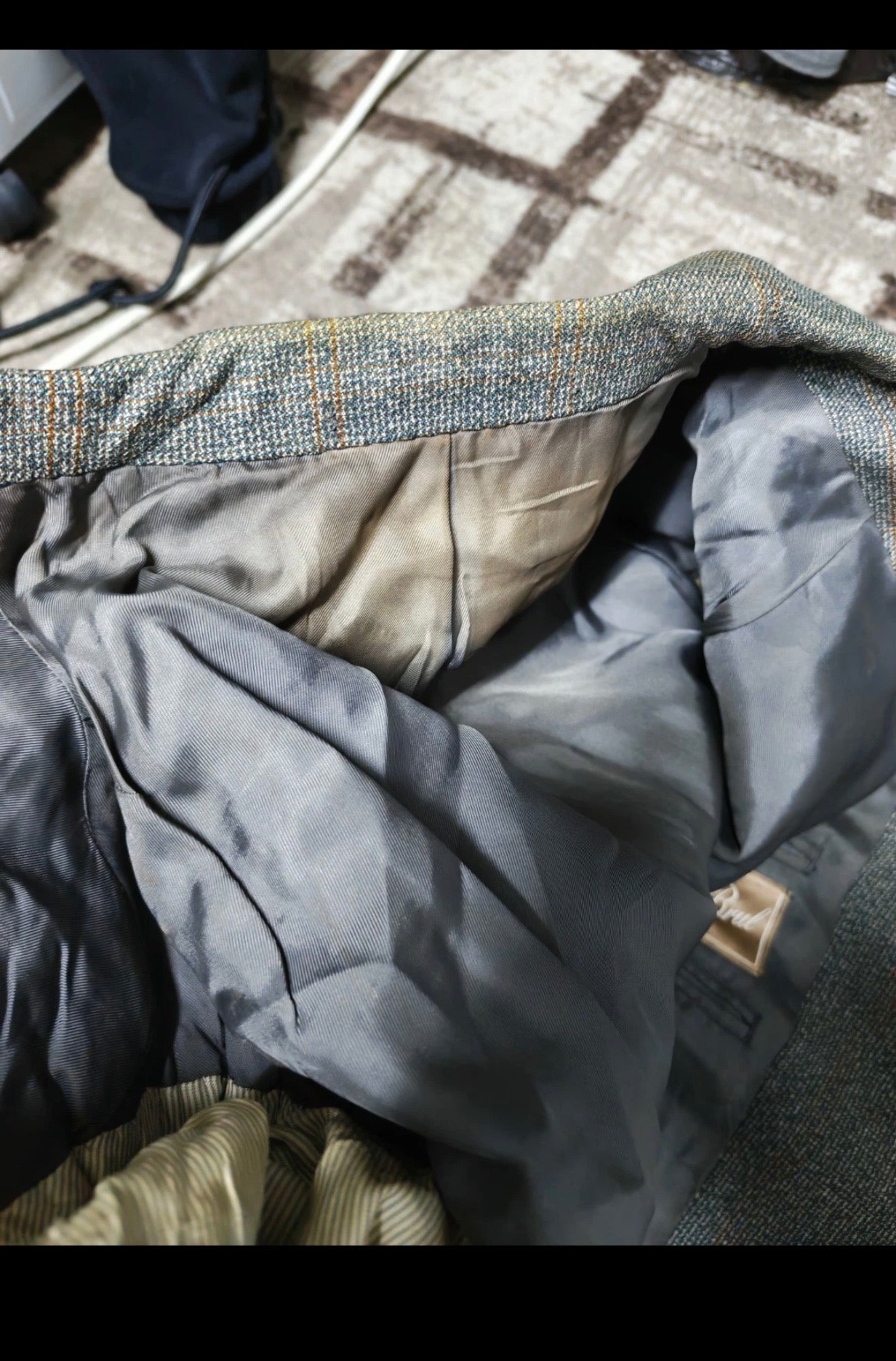 1950s Vintage all worsted wool double breasted gangster windowpane suit 40R