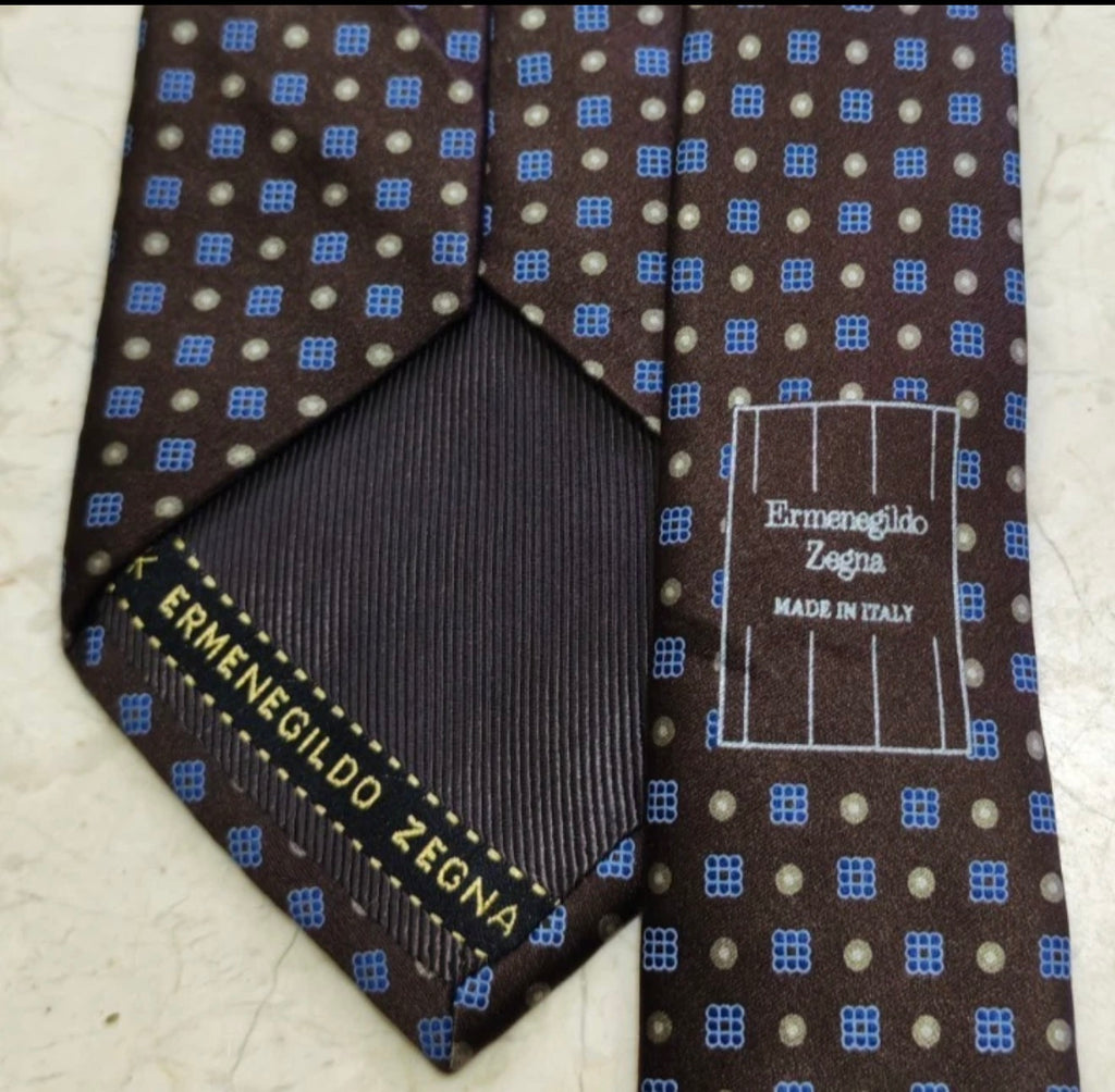 Vintage Ermenegildo Zegna classic 100% all silk Retro luxury geometric neck tie