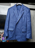 1970s vintage all worsted wool classic royal blue 2 button striped suit 44R