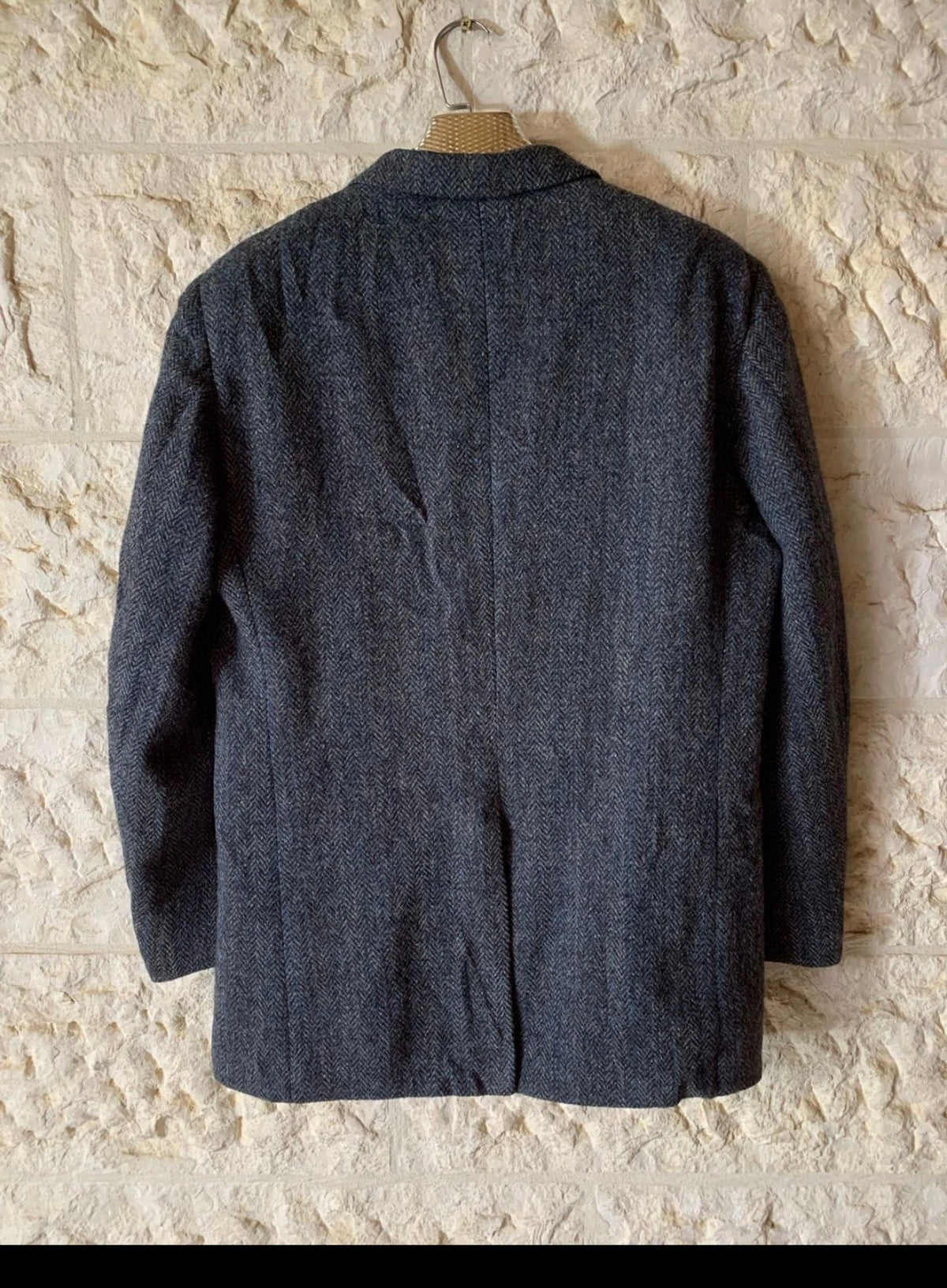 Vintage Harris Tweed handwoven pure wool charcoal hunting jacket blazer 42R