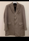 Classic style wool blend peak lapel beige belted over coat 42R