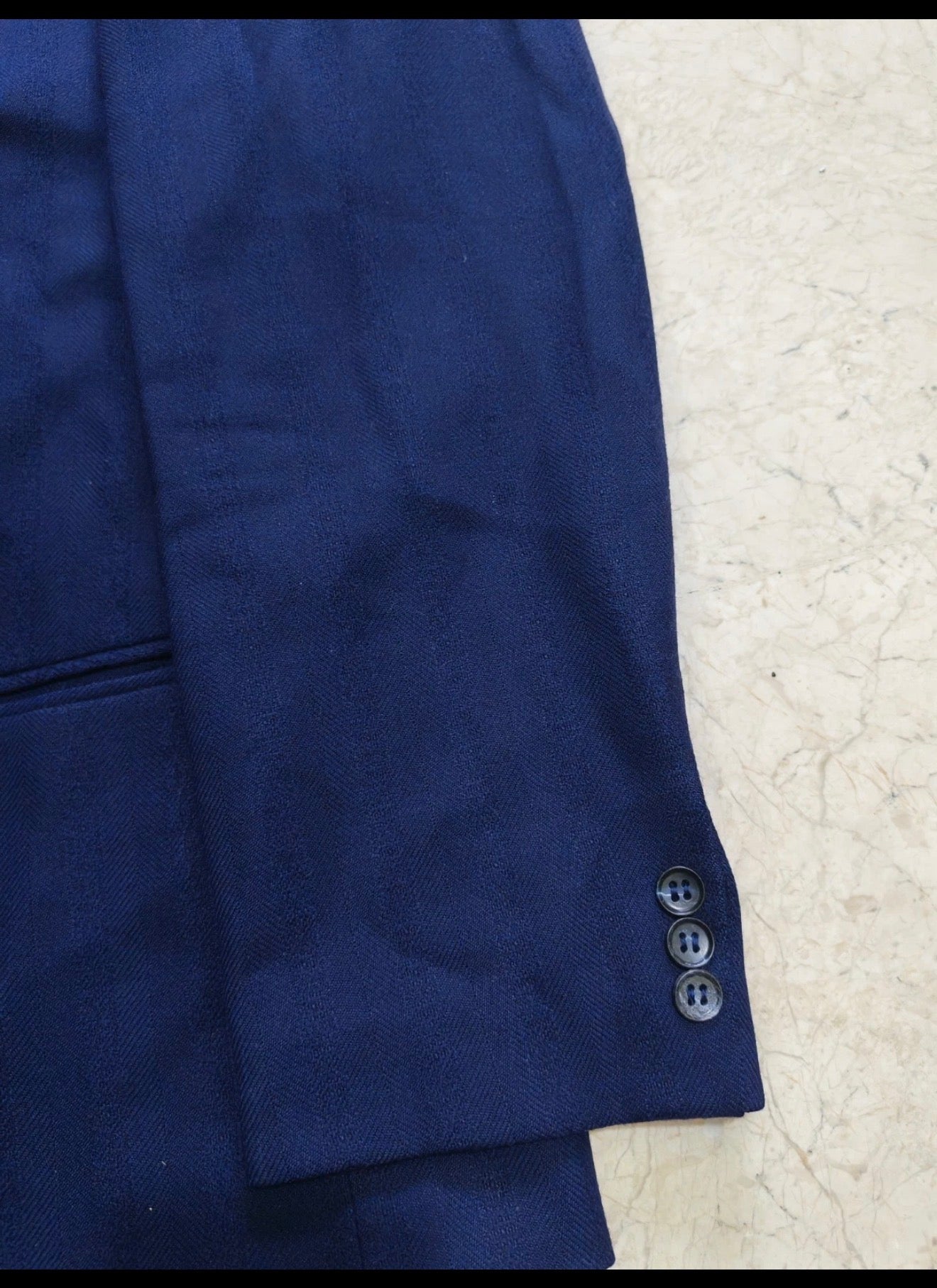 1970s Vintage all worsted wool classic navy striped 3 button suit 40S 40R