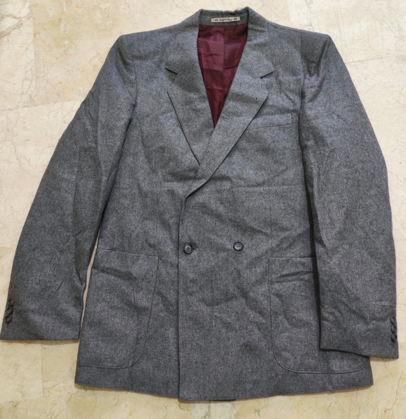 1980s Vintage woollen wool double breasted gray classic jacket blazer 38R 38L