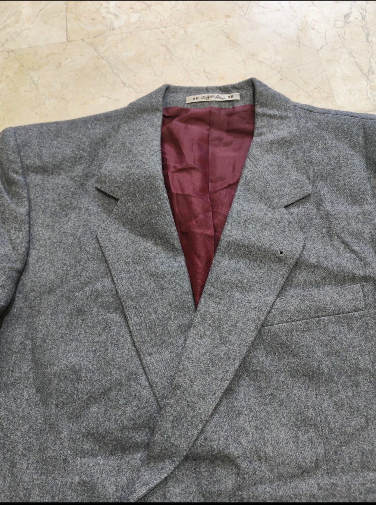 1980s Vintage woollen wool double breasted gray classic jacket blazer 38R 38L