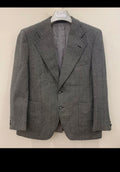 1970s Vintage pure wool handwoven tweed herringbone Charcoal suit 42R