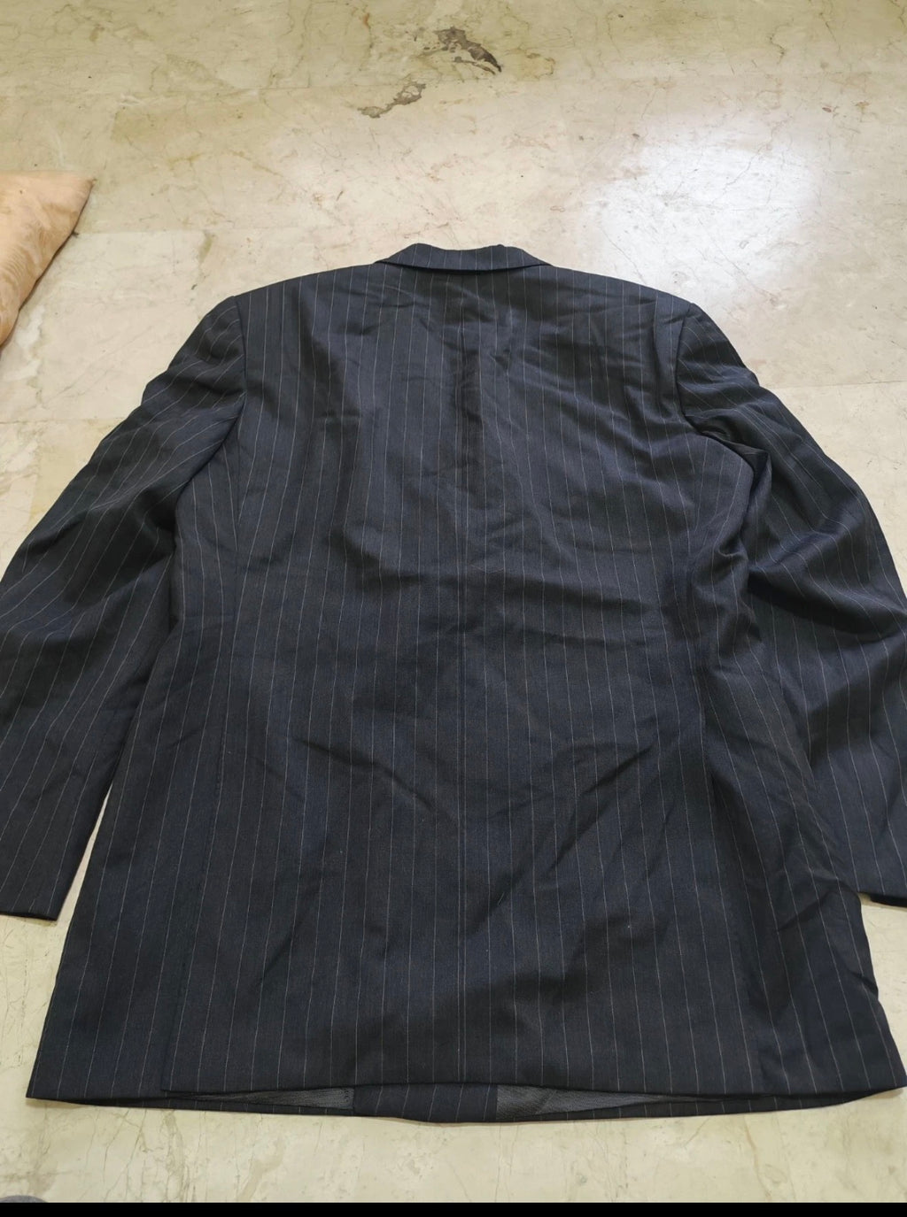 Vintage pure wool double breasted charcoal chalk stripes jacket blazer 42L