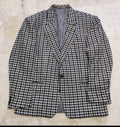 Vintage houndstooth plaid pure wool tweed classic hunting jacket blazer 42R