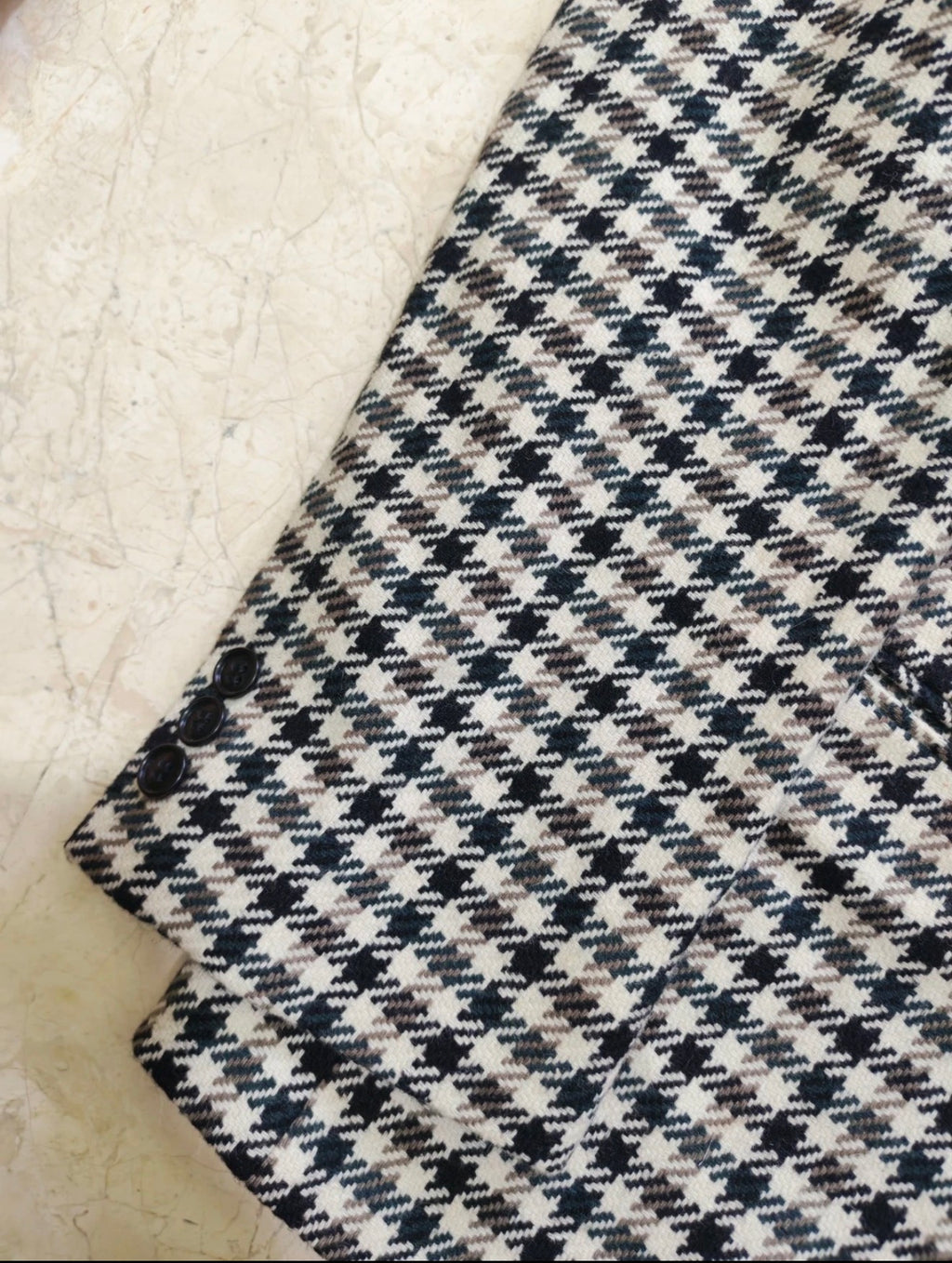 Vintage houndstooth plaid pure wool tweed classic hunting jacket blazer 42R