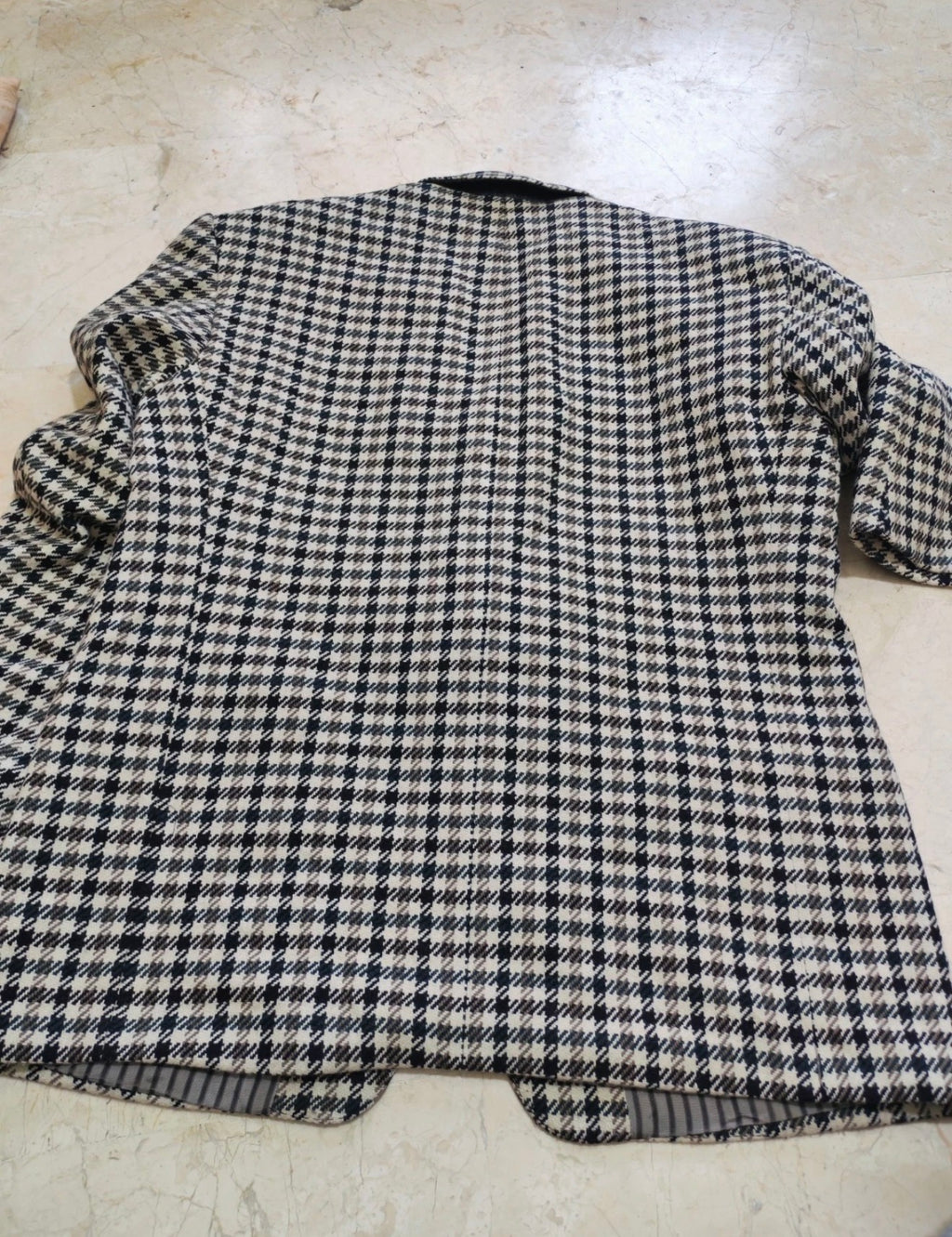 Vintage houndstooth plaid pure wool tweed classic hunting jacket blazer 42R