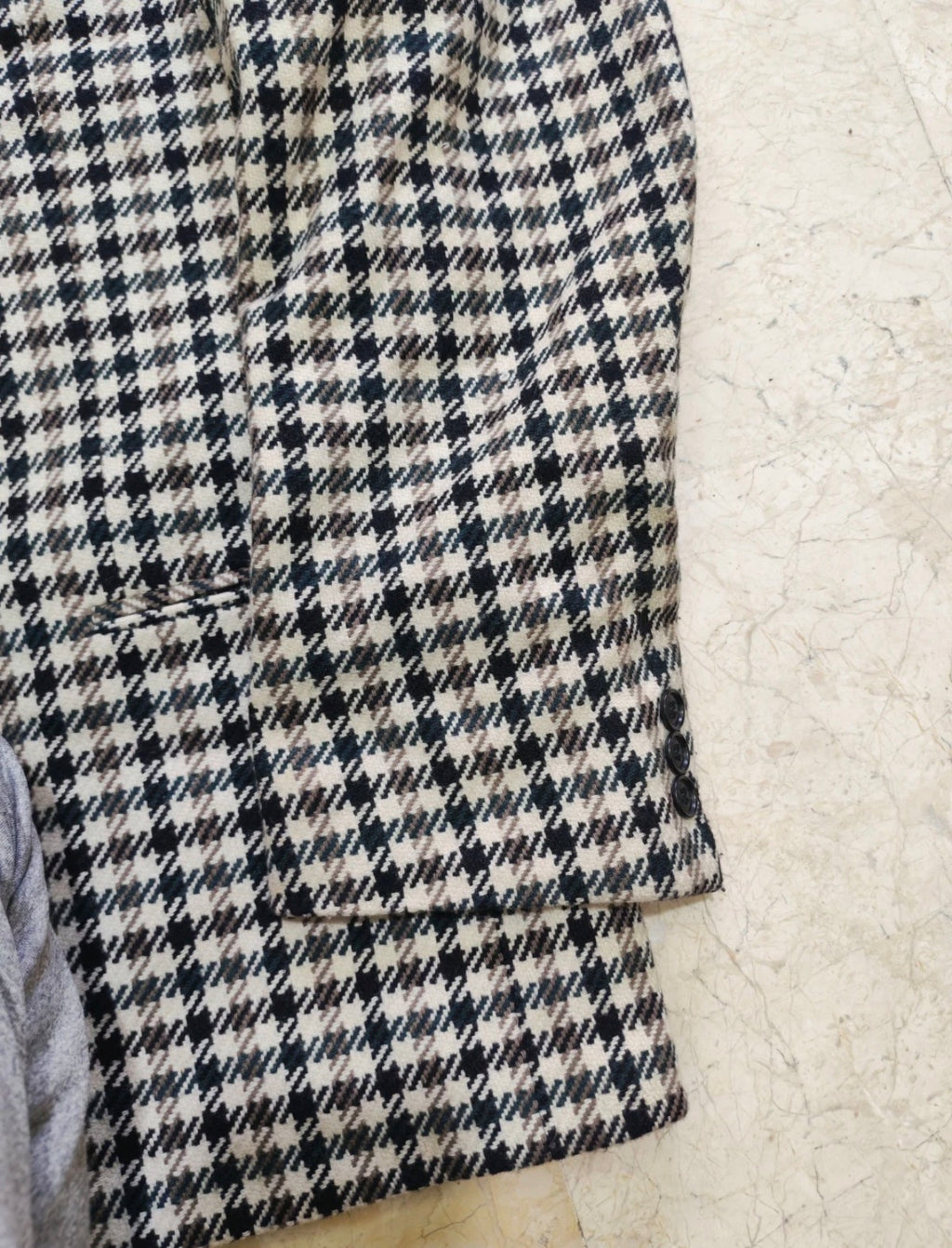 Vintage houndstooth plaid pure wool tweed classic hunting jacket blazer 42R