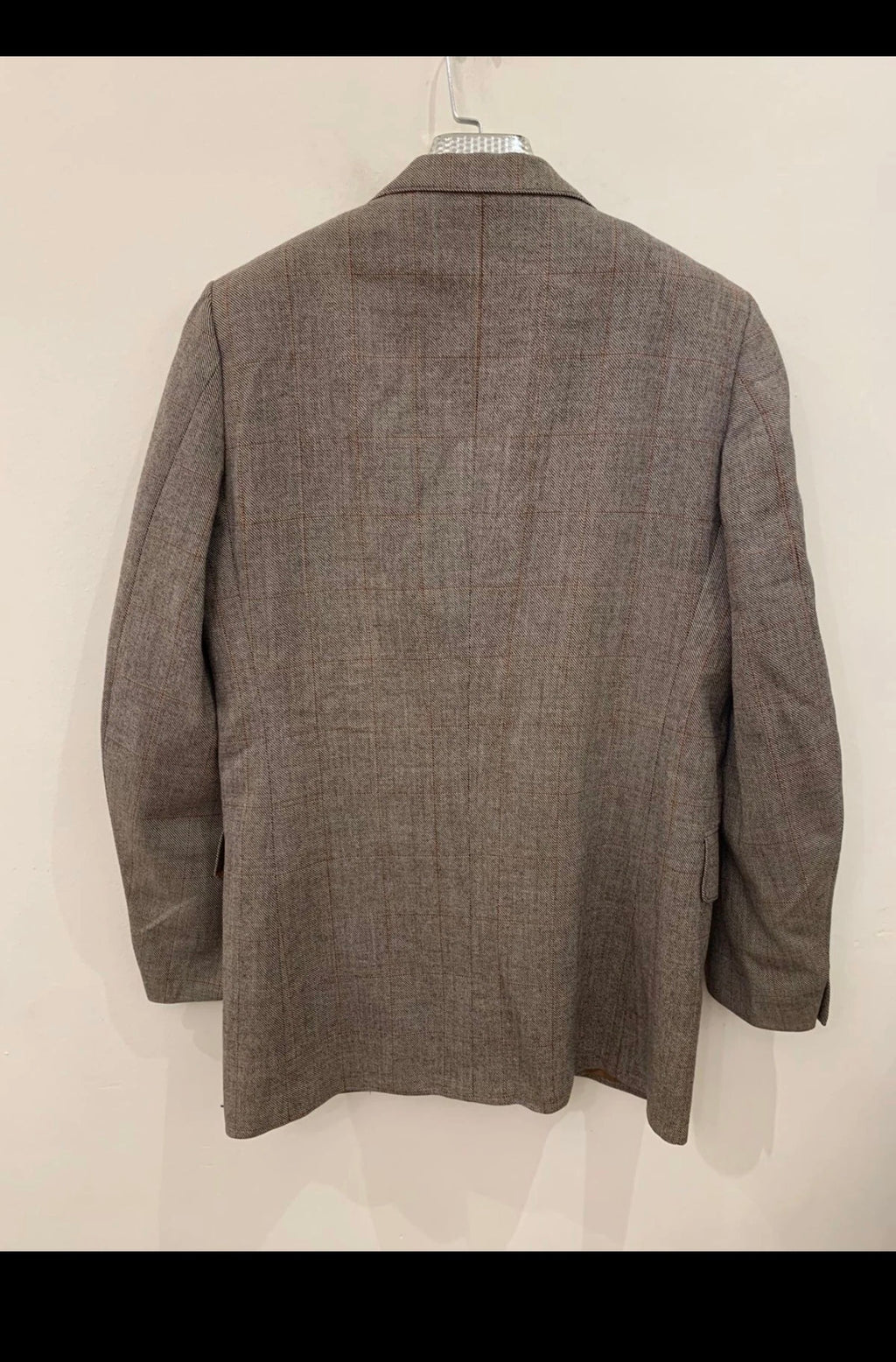 1970s Vintage pure wool tweed Windowpane brown classic 2 button suit 38R 38L