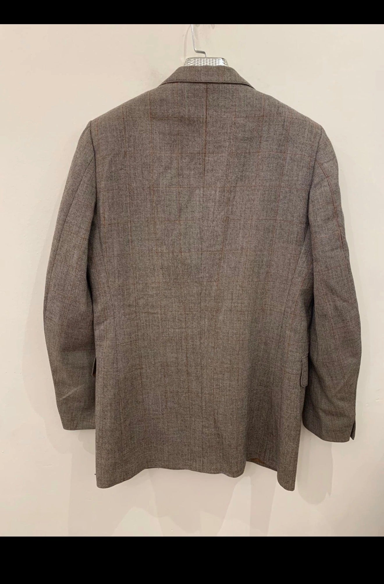 1970s Vintage pure wool tweed Windowpane brown classic 2 button suit 38R 38L