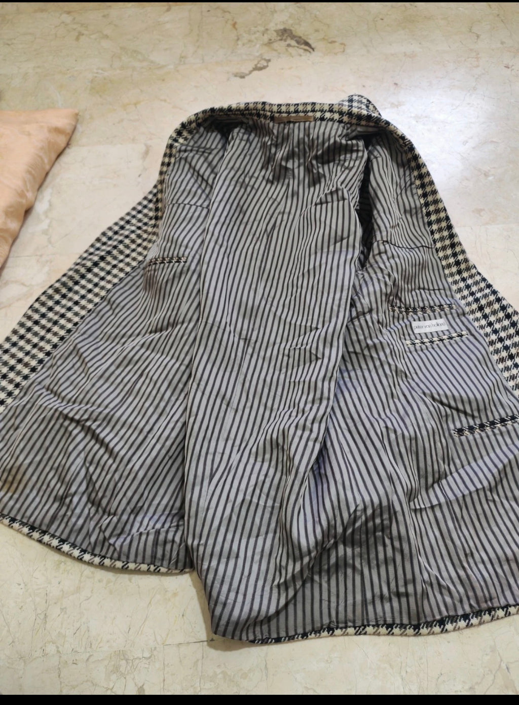 Vintage houndstooth plaid pure wool tweed classic hunting jacket blazer 42R