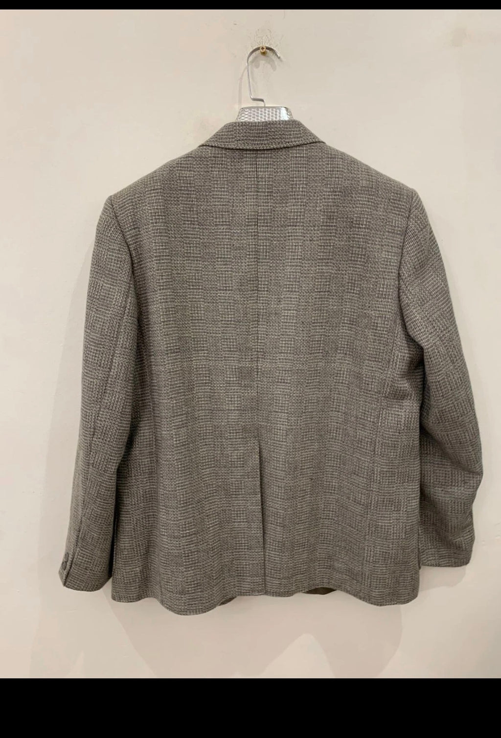 Vintage pure wool tweed glen check grayish hunting jacket blazer 44R 44L