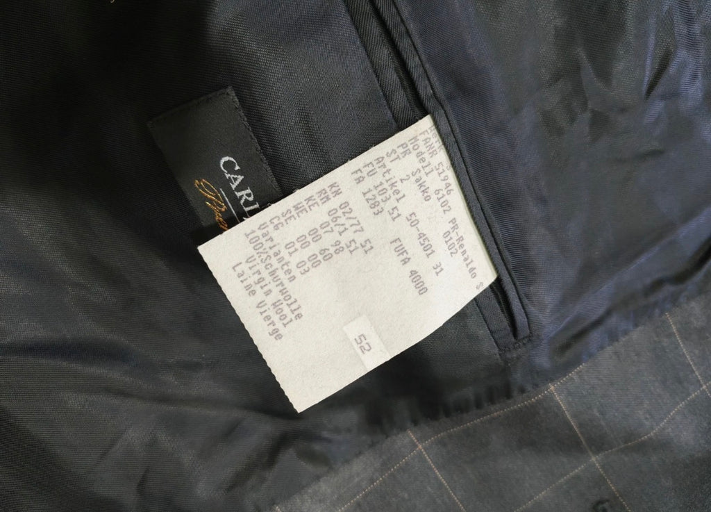 Vintage all worsted wool double breasted charcoal classic windowpane suit 42R