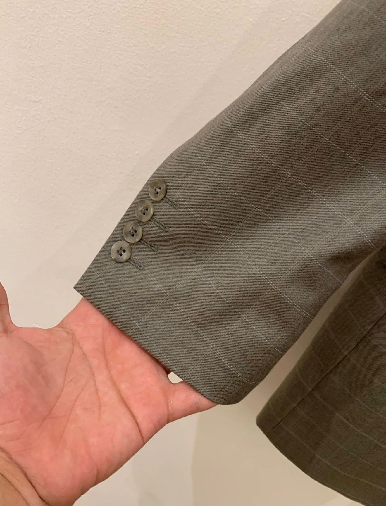 Vintage Daniel Hechter super 100s pure wool Windowpane green suit 44L