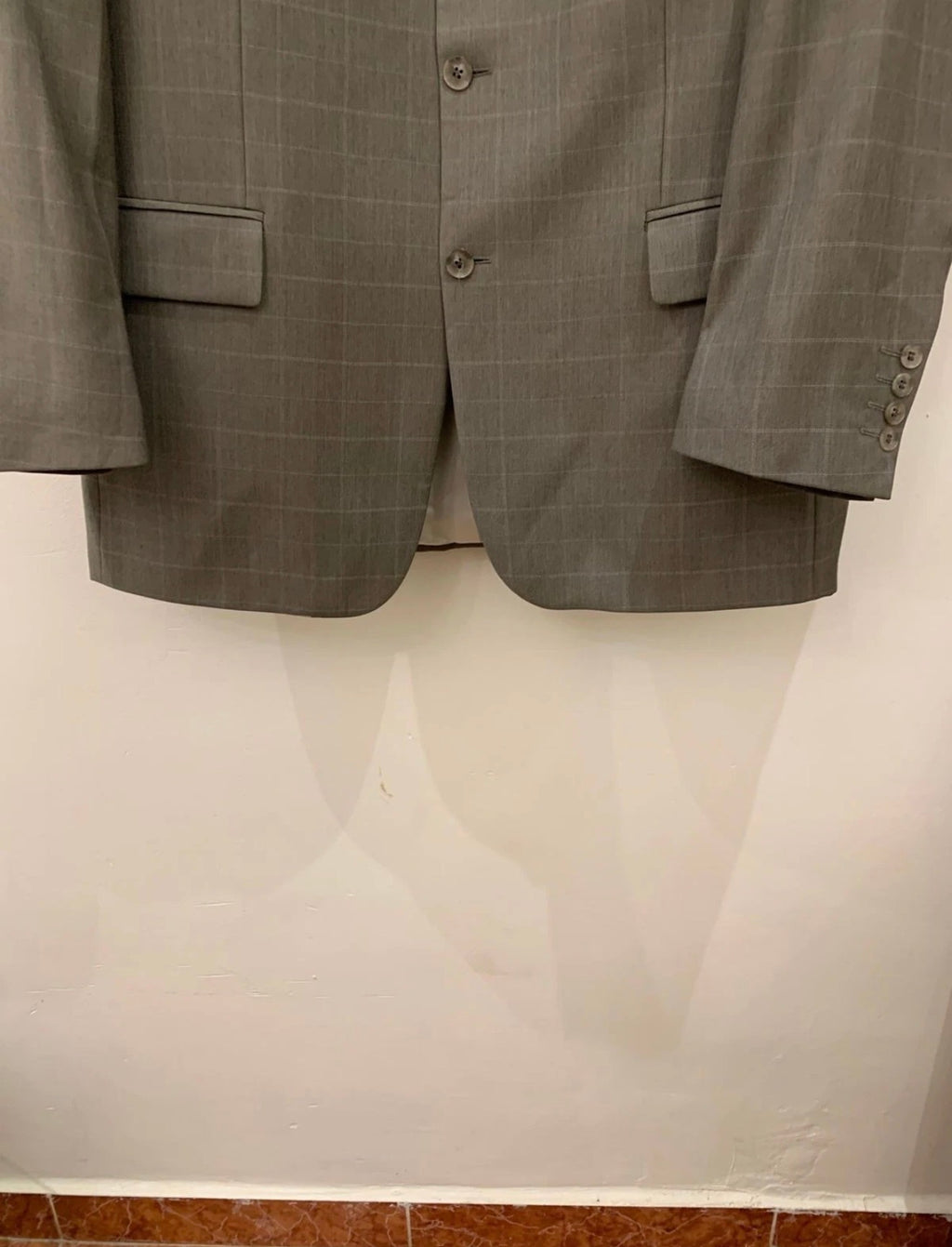 Vintage Daniel Hechter super 100s pure wool Windowpane green suit 44L