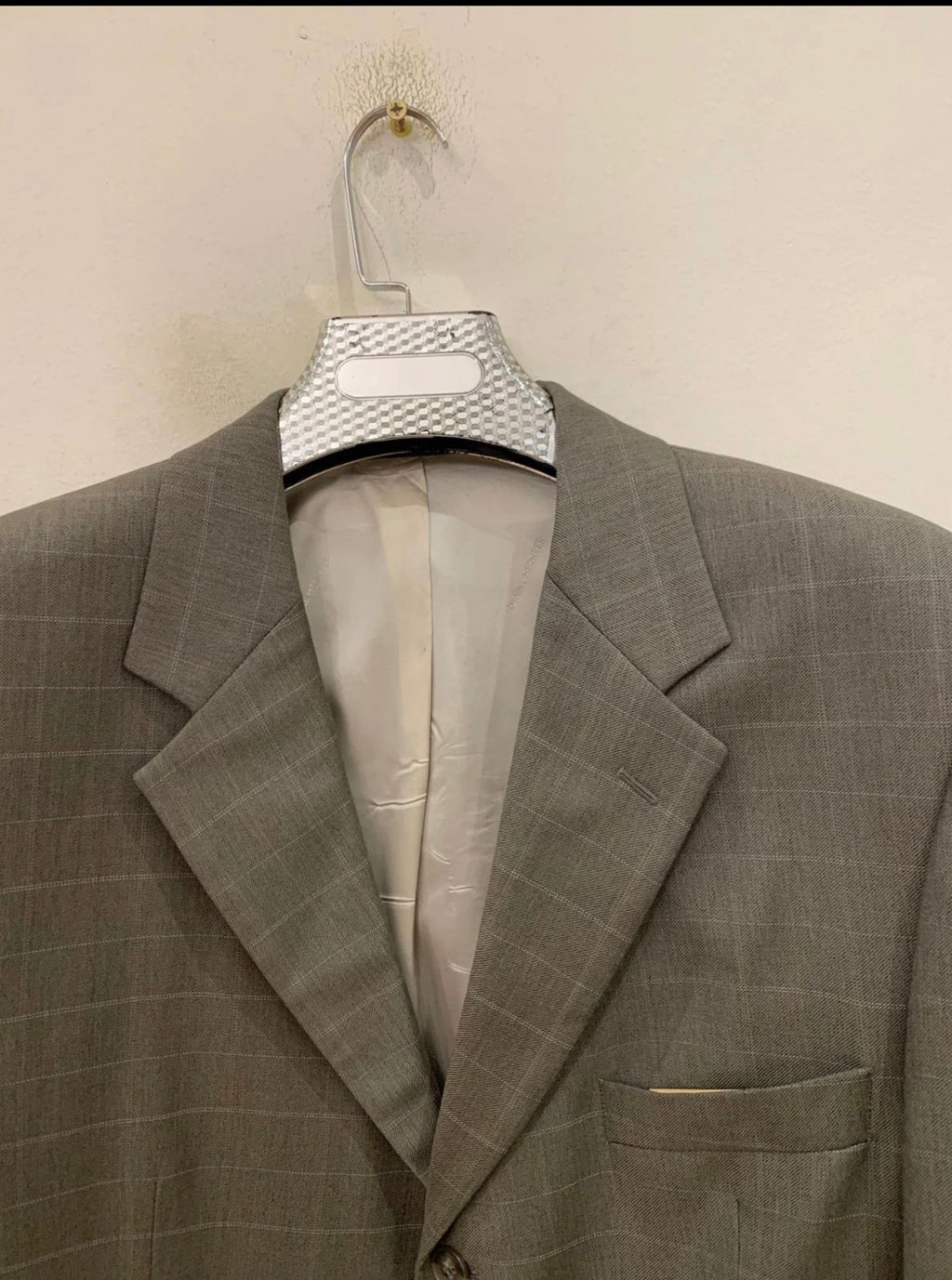 Vintage Daniel Hechter super 100s pure wool Windowpane green suit 44L