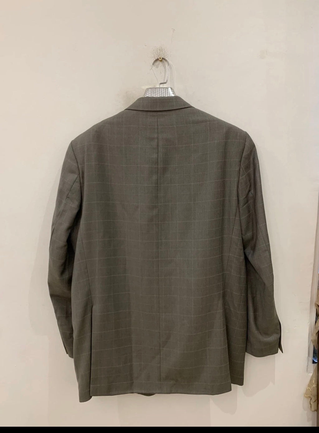 Vintage Daniel Hechter super 100s pure wool Windowpane green suit 44L