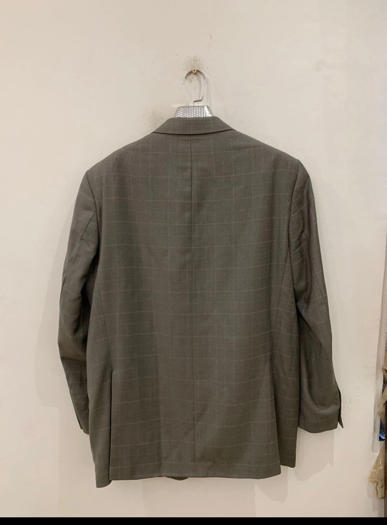 Vintage Daniel Hechter super 100s pure wool Windowpane green suit 44L
