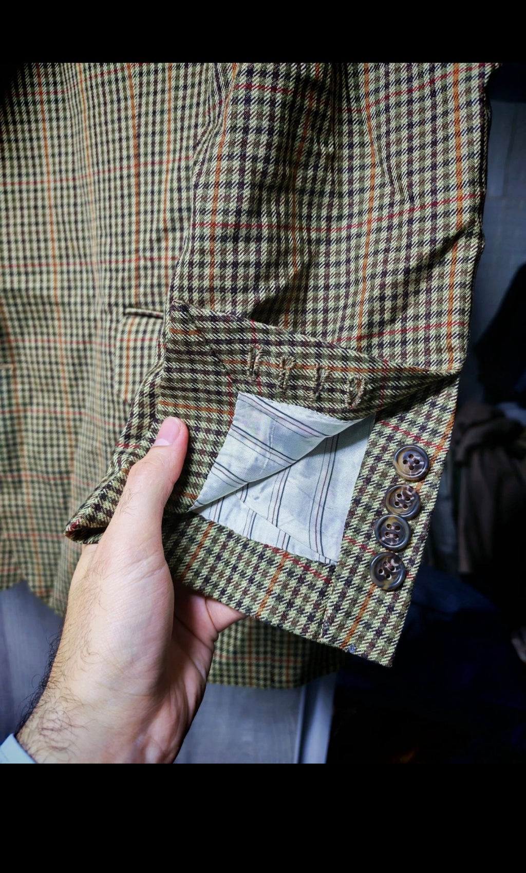 Vintage classic all worsted wool Windowpane hunting jacket blazer 42R 42S