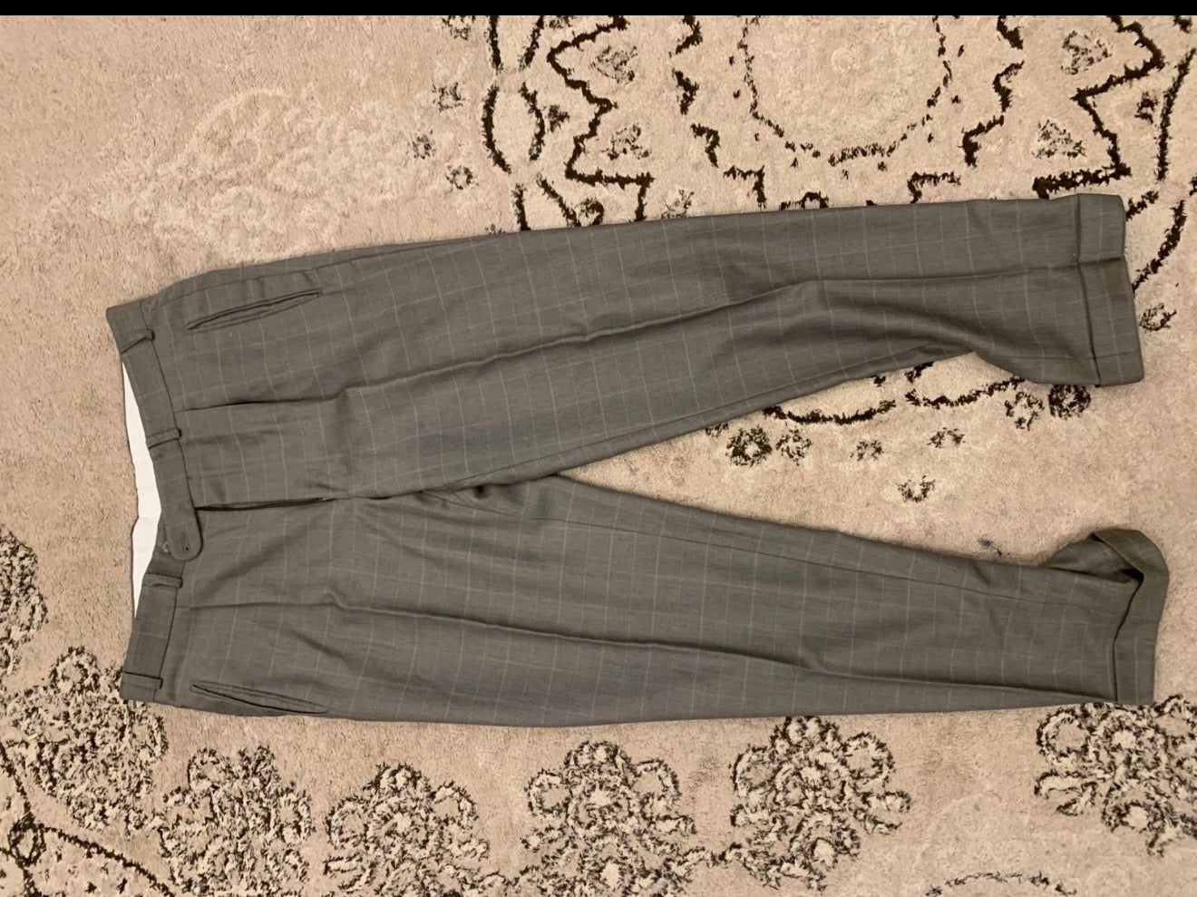 Vintage Daniel Hechter super 100s pure wool Windowpane green suit 44L