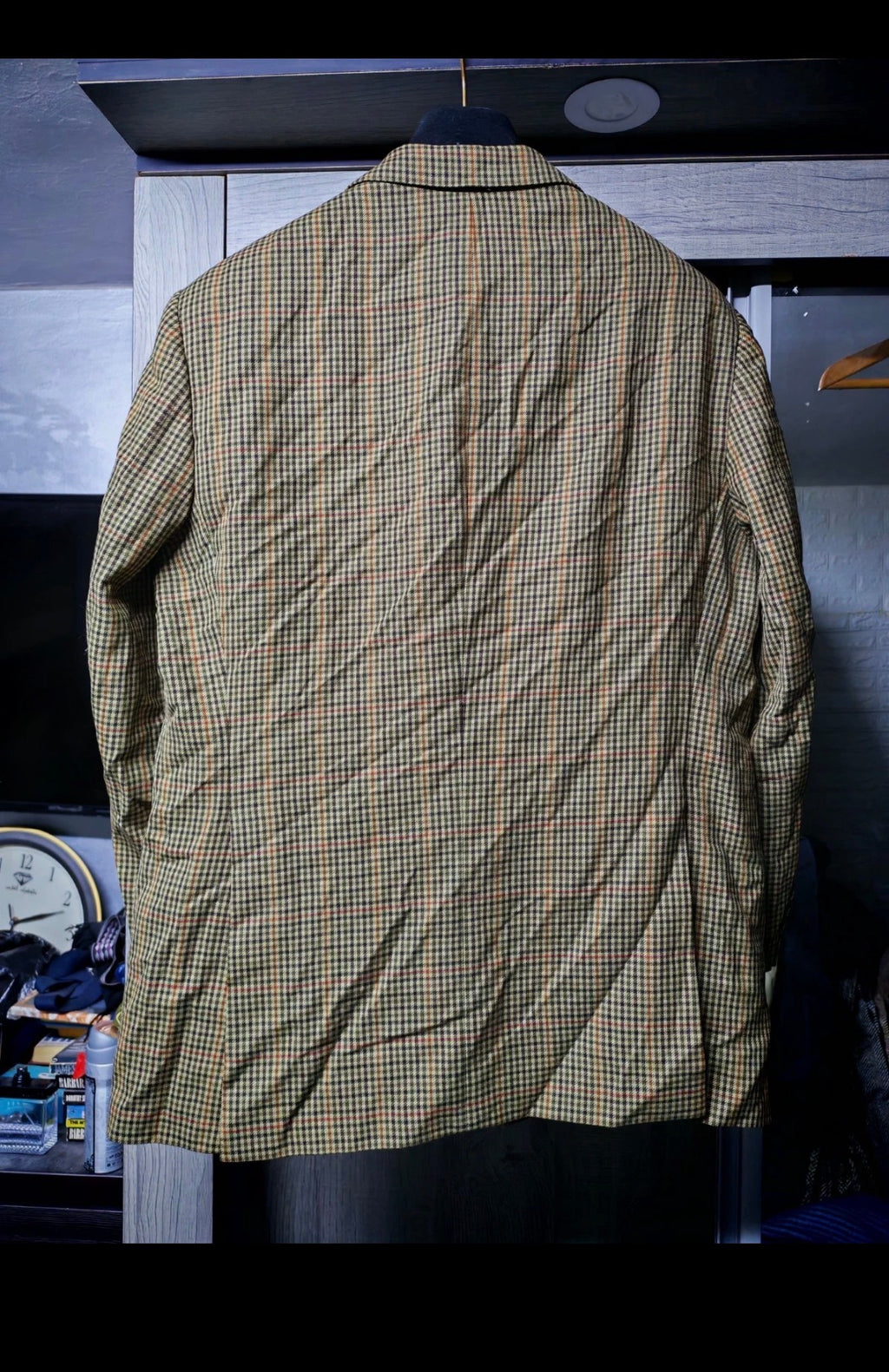 Vintage classic all worsted wool Windowpane hunting jacket blazer 42R 42S