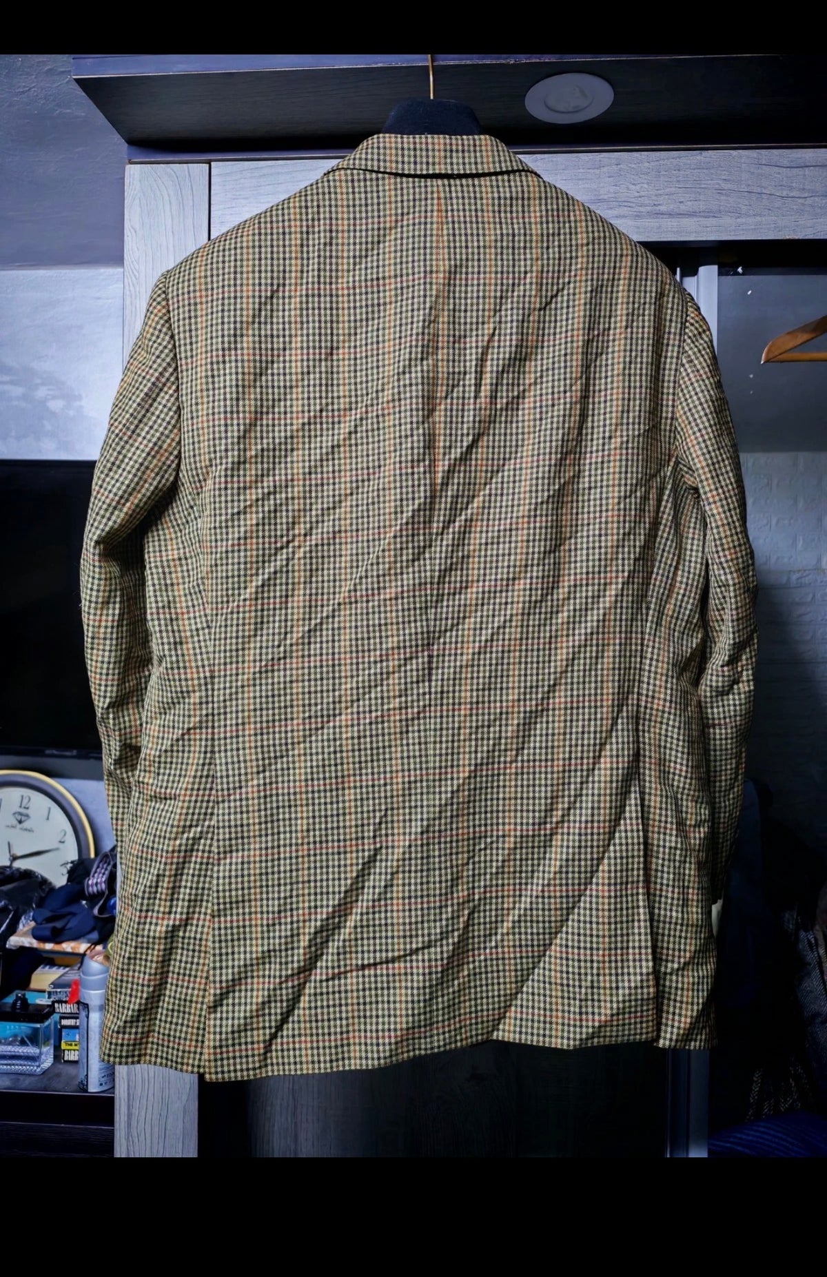 Vintage classic all worsted wool Windowpane hunting jacket blazer 42R 42S