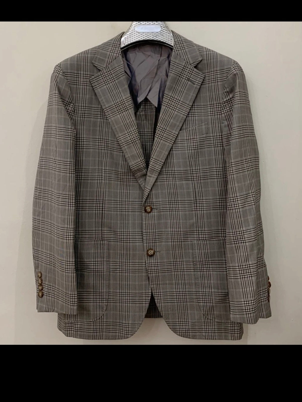 Barbetti Milano Wool Silk Ermenegildo Zegna glen check jacket blazer 36R 36S