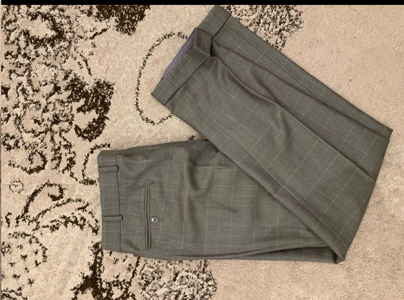 Vintage Daniel Hechter super 100s pure wool Windowpane green suit 44L