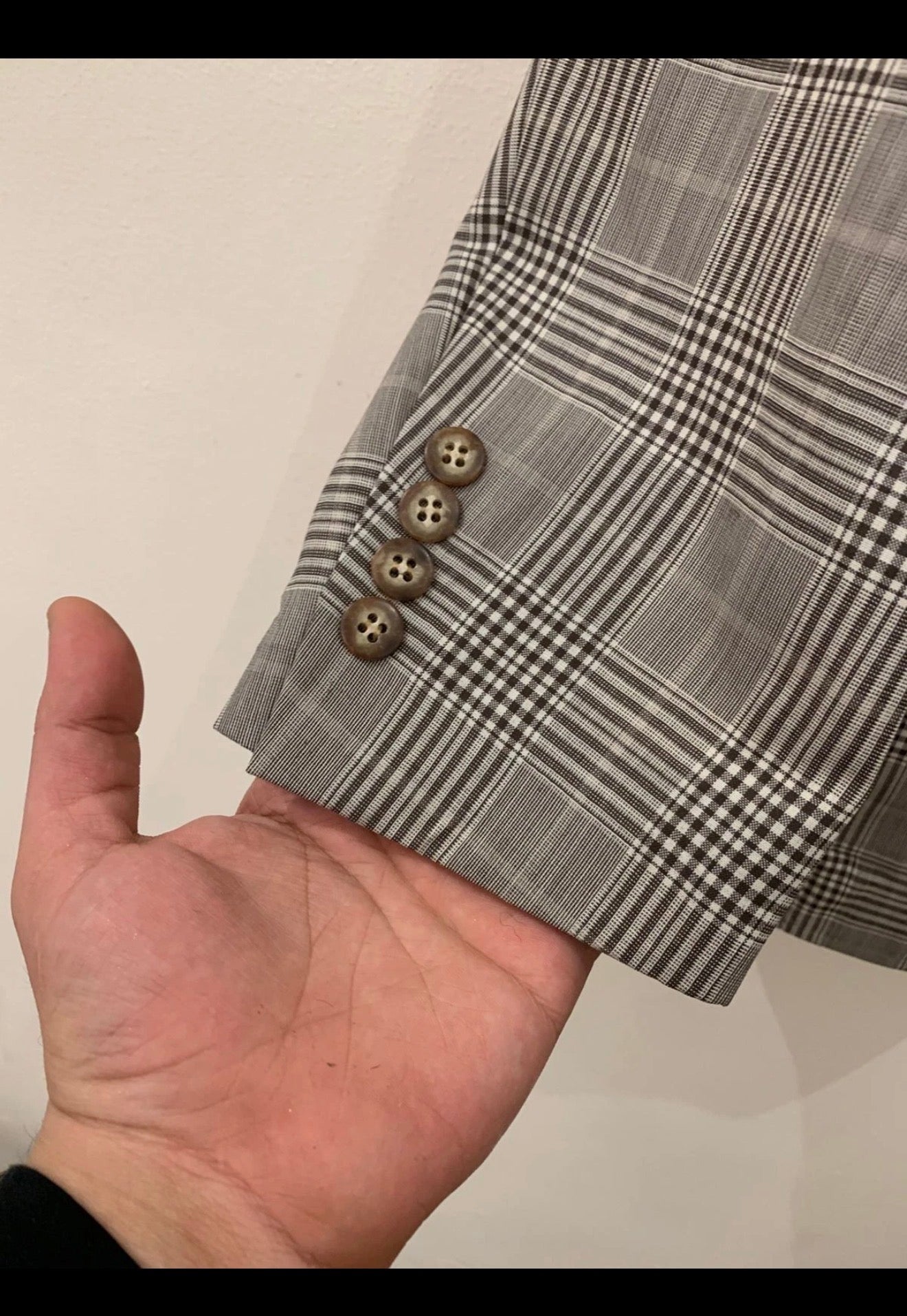 Barbetti Milano Wool Silk Ermenegildo Zegna glen check jacket blazer 36R 36S