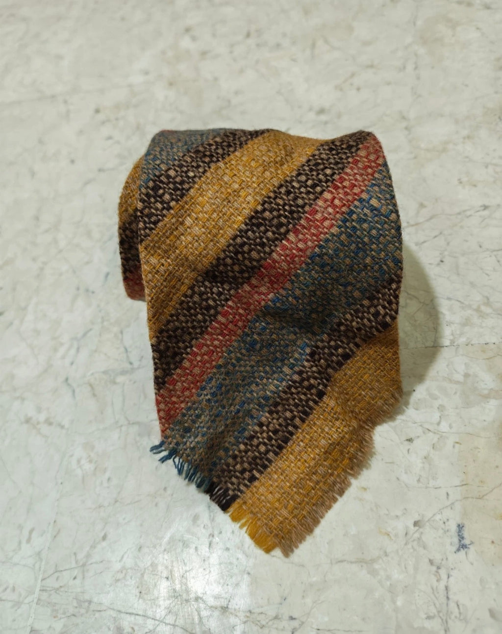 Vintage classic 100% pure wool handwoven Tweed Retro striped neck tie