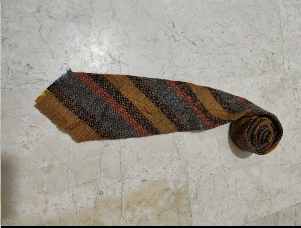 Vintage classic 100% pure wool handwoven Tweed Retro striped neck tie
