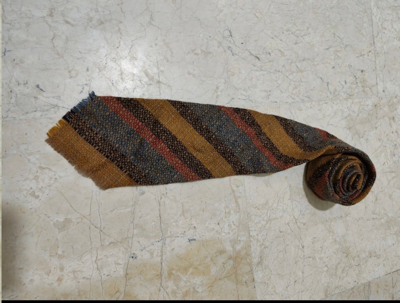 Vintage classic 100% pure wool handwoven Tweed Retro striped neck tie