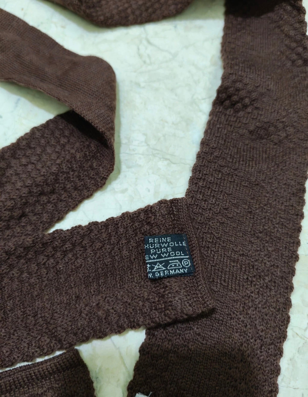 mens vintage classic 100% pure wool luxury square cut knitted brown neck tie