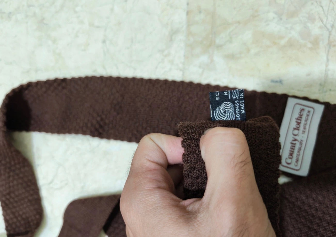 mens vintage classic 100% pure wool luxury square cut knitted brown neck tie