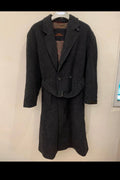 Vintage Commander wool cashmere blend db belted charcoal over coat 46R 46S XL