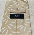 mens vintage Hugo Boss classic 100% all silk luxury floral beige neck tie