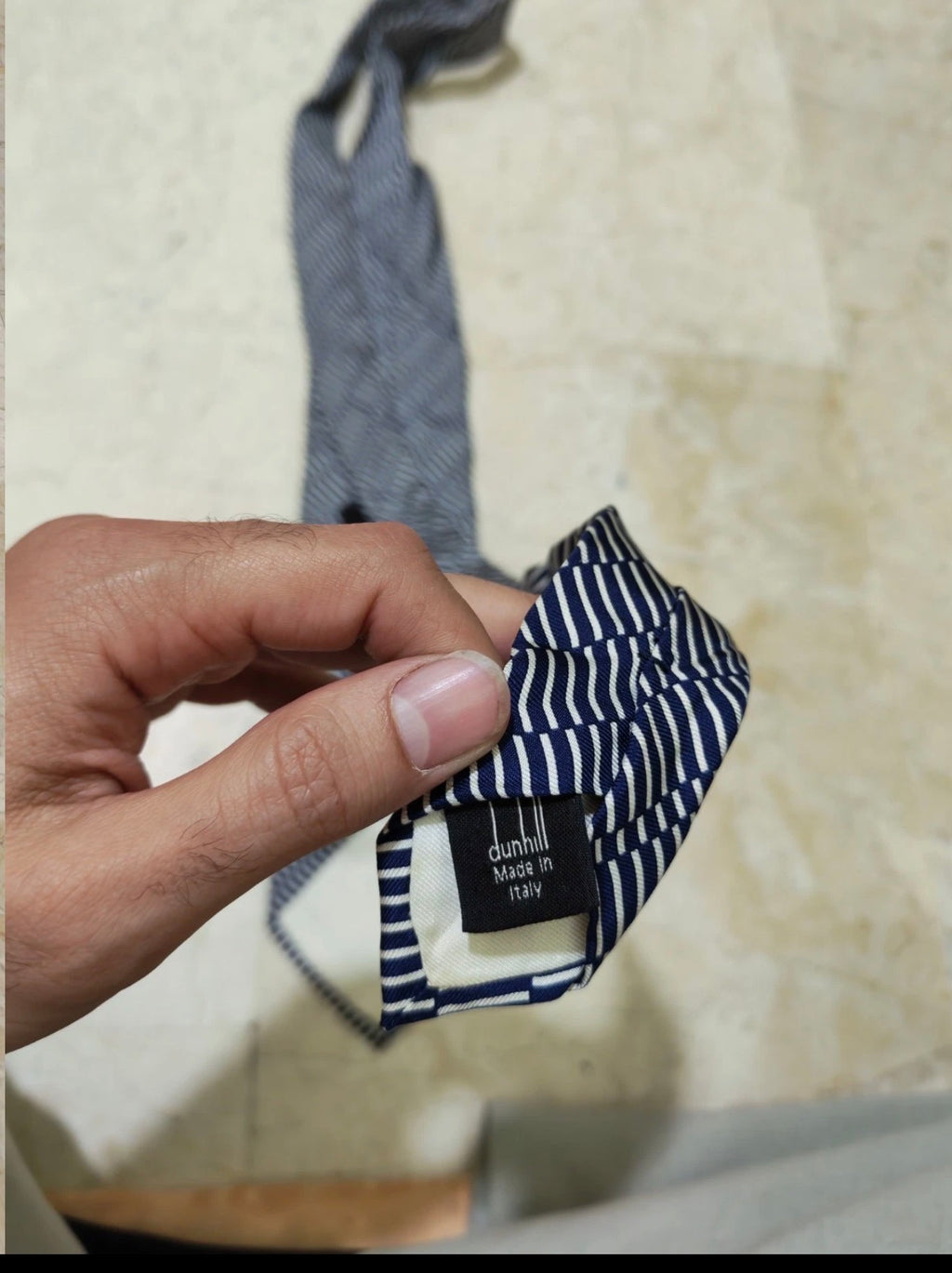 Vintage Dunhill classic 100% silk fancy Retro navy camouflage stripes neck tie
