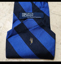 Vintage Polo Ralph Lauren 100% all silk luxury Navy blue awning neck tie