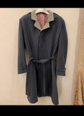 Vintage pure woollen wool belted gray classic grayish over coat 42R