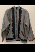 Vintage pure woollen wool traditional gray classic jacket sweater 44R L