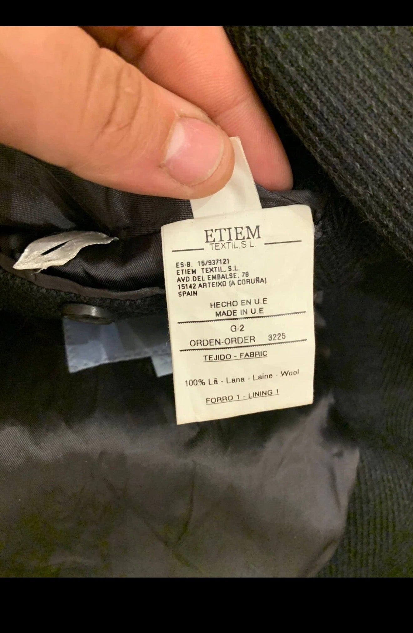 Classic wool blend herringbone black over coat 44R L