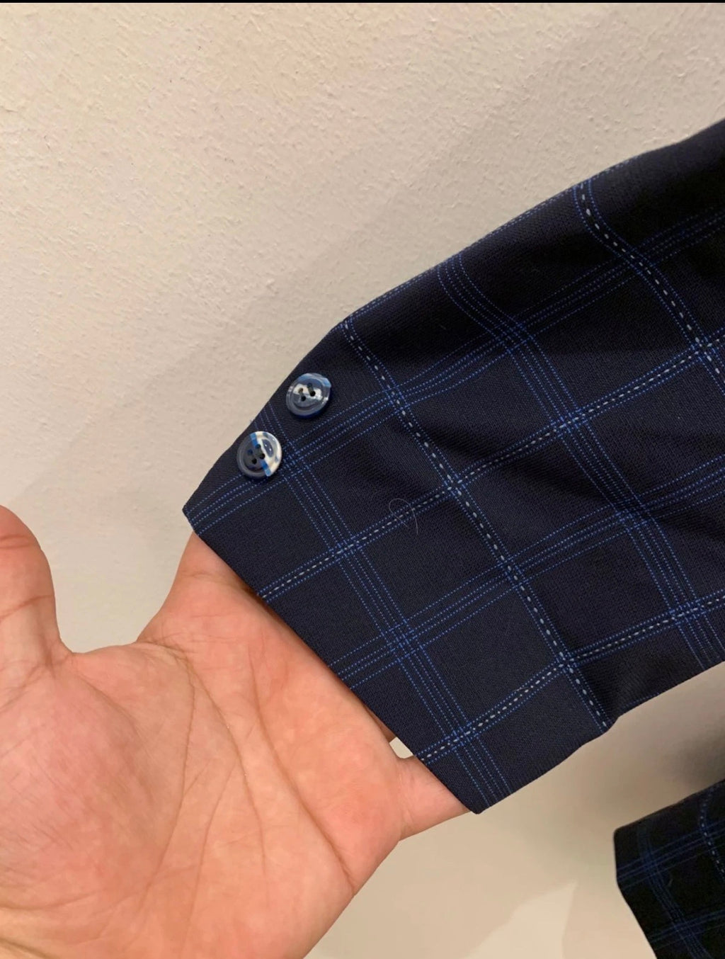 1970s Vintage dated all worsted wool Windowpane navy classic jacket blazer 38L