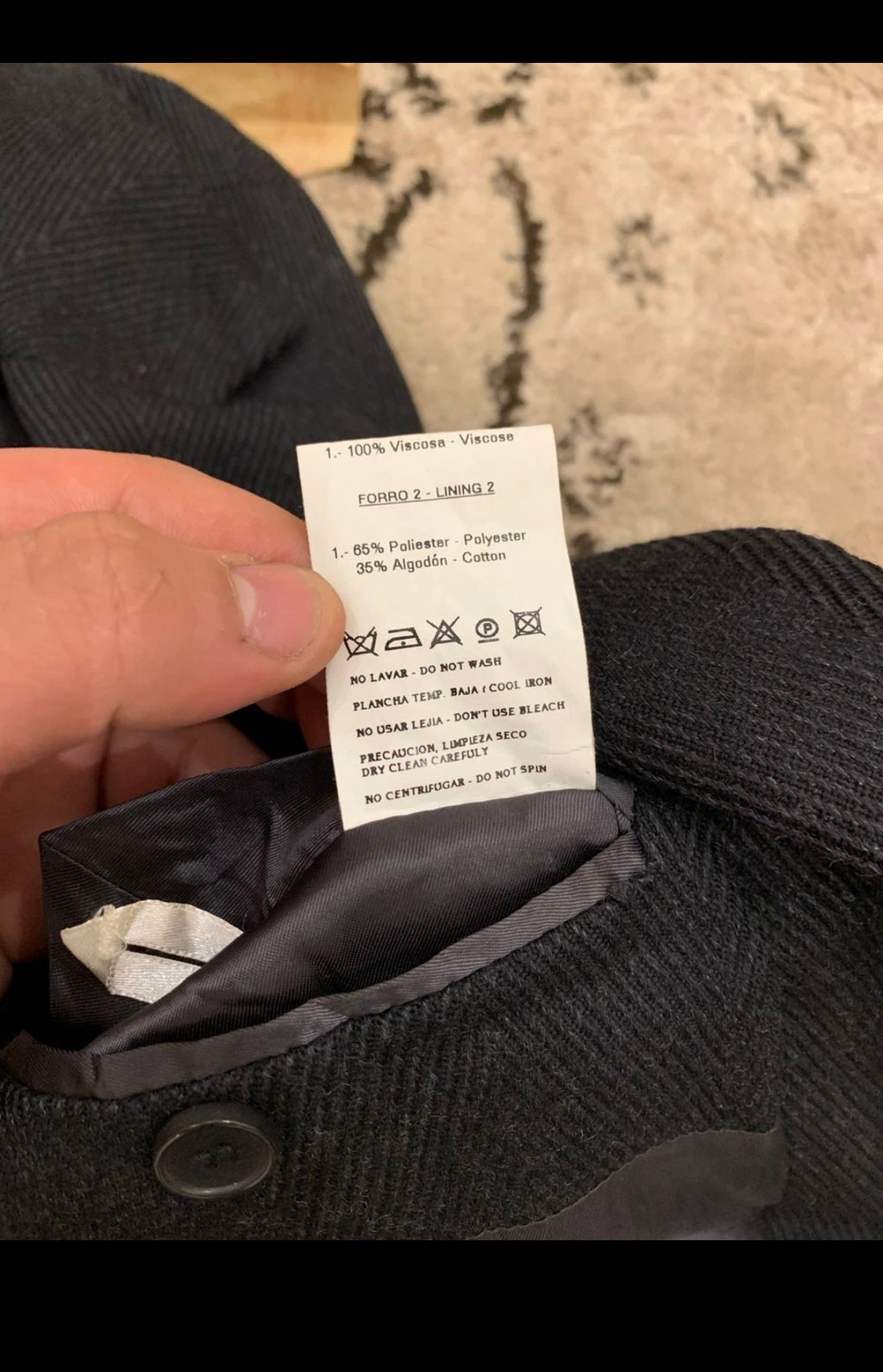 Classic wool blend herringbone black over coat 44R L