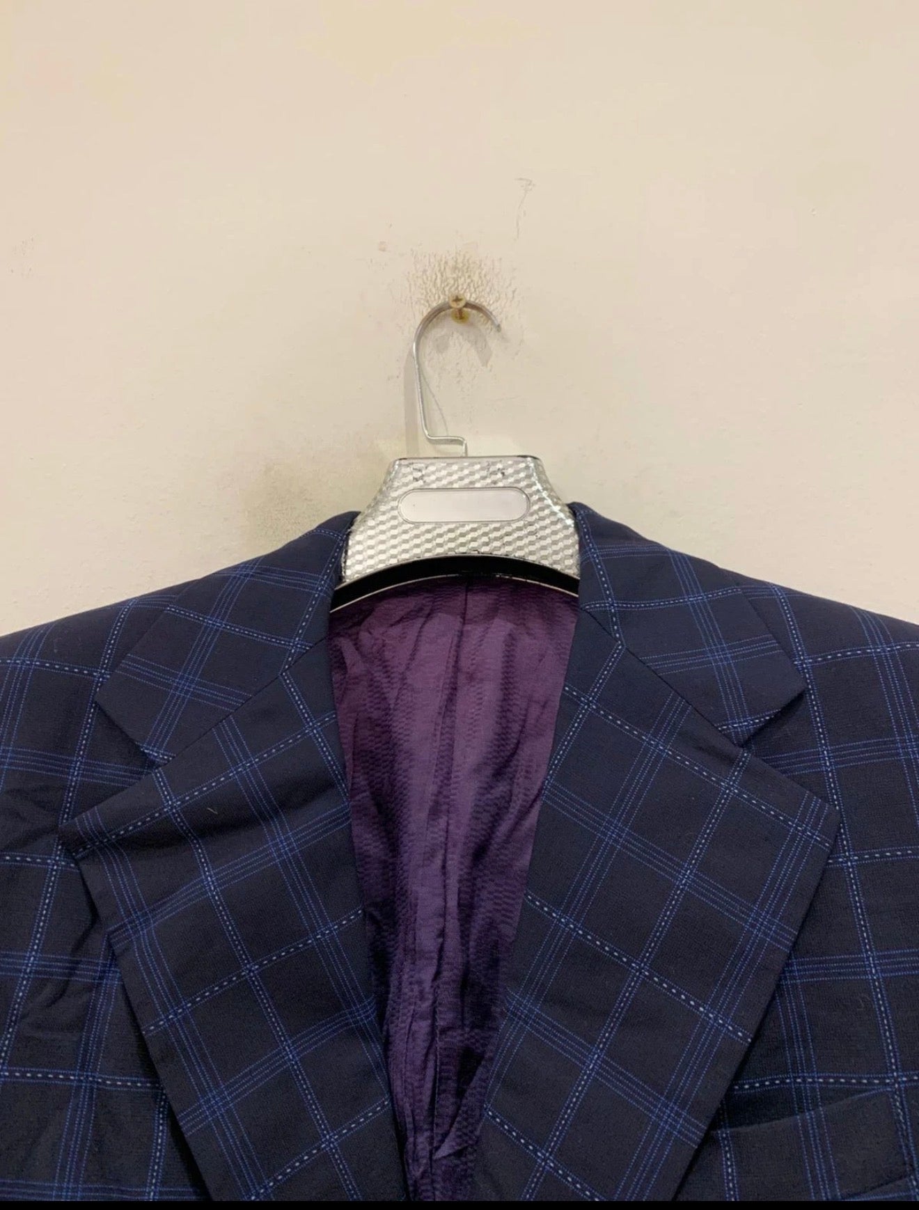 1970s Vintage dated all worsted wool Windowpane navy classic jacket blazer 38L