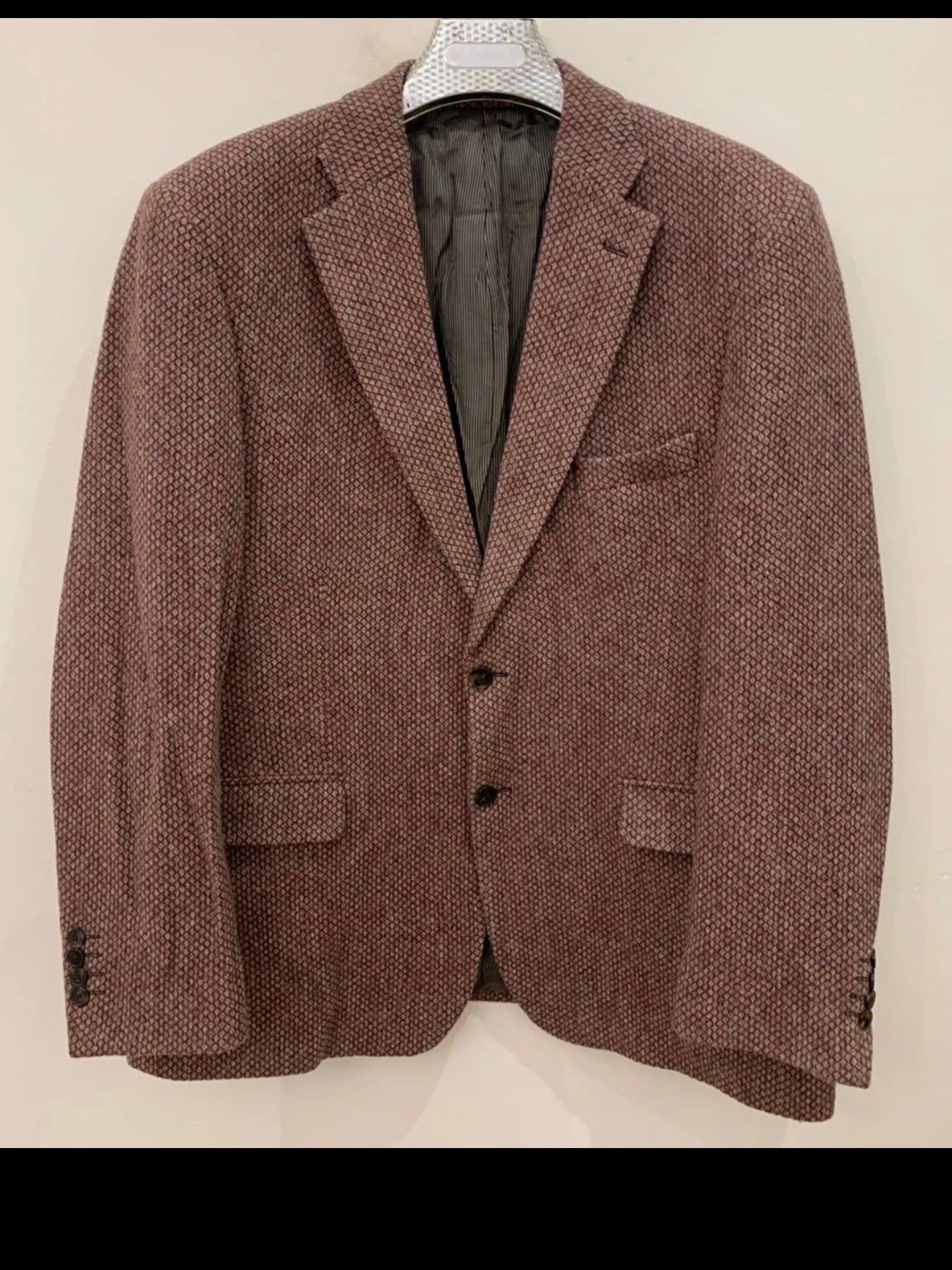 Classic pure wool camouflage burgundy unique jacket blazer 46R 46L XL