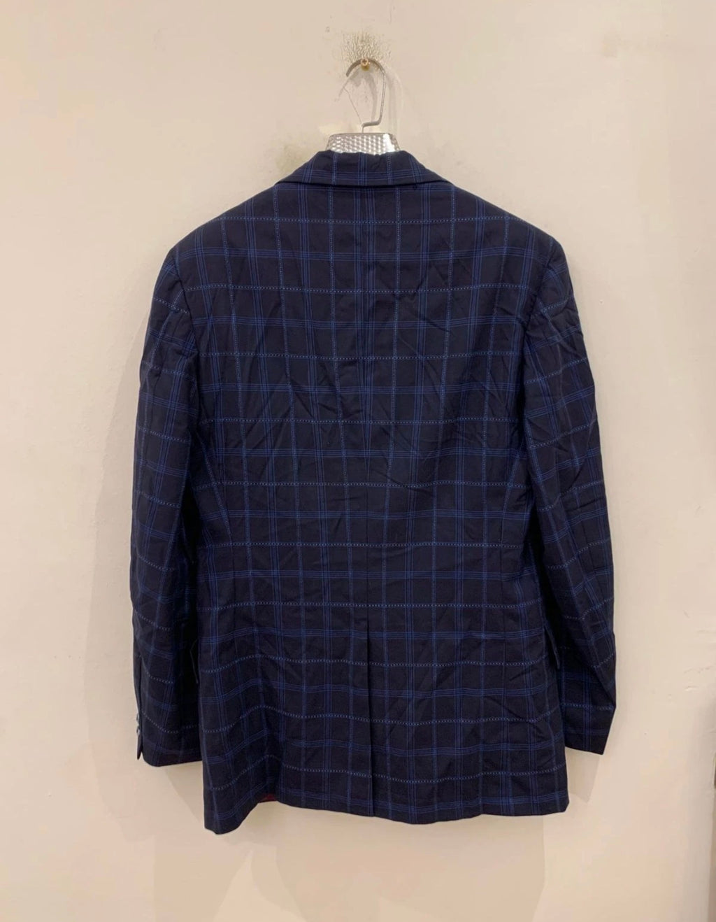 1970s Vintage dated all worsted wool Windowpane navy classic jacket blazer 38L
