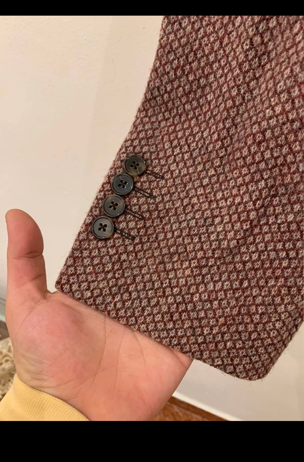 Classic pure wool camouflage burgundy unique jacket blazer 46R 46L XL